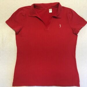 Lizgolf Golf Red‎ Short Sleeve Golf Polo Shirt Women's Small Golfer Logo